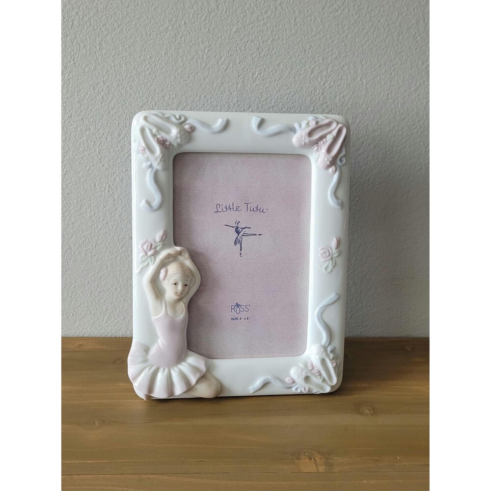 Vintage Ceramic Ballerina Picture Frame 4x6 Photo Print Recital Gift